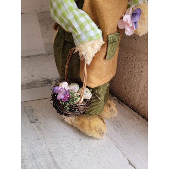 Pier 1 sisal Easter Bunny rabbit spring 21" spring bottle girl flower picking eg - Picture 4 of 11